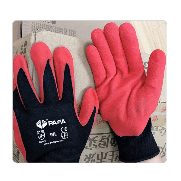 Buy 15 Gauge Elastic Seamless Black Nylon Box Handling Nitrile Gloves at wholesale prices