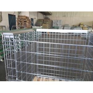 Galvanized Metal Mesh Containers Foldable Steel Mesh Cage With Wood Pallet