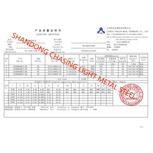 JIS G4305 Standard SUS 430 Cold Rolled Stainless Steel Sheets 2BA Surface Inox Sheet
