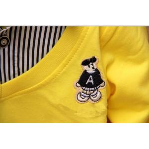 Yellow Cotton Childrens Clothes , Autume Chlidren Long Sleeve T Shirt