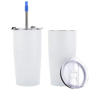 20 oz Travel Double Wall Insulated Matte Coffee Tumbler Cups With Straw