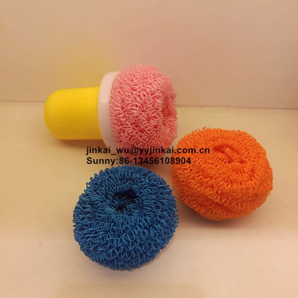 Nano Fiber Dish Scrubber Non-Scratch Scouring Pads for Non-Stick Cookware Ring Scourer, Assorted Colors 1pcs with 1handle