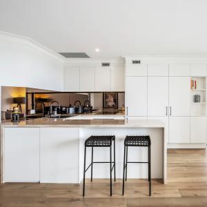 TUV Handless PVC Kitchen Cabinet White Matt Lacquer Finish