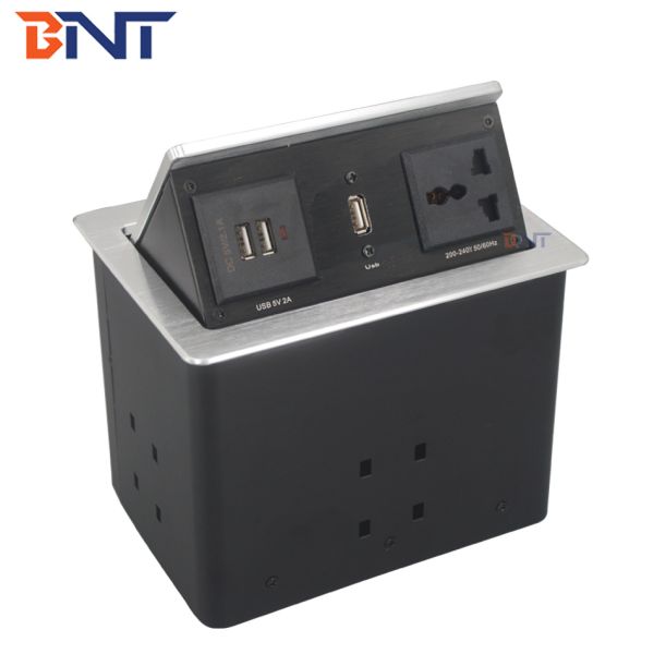 Hot sale aluminum alloy office desk socket box with usb charger for conference room