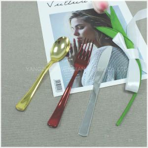 Disposable Gold Plastic Silverware Party Plastic Flatware, Clear Plastic Spoon