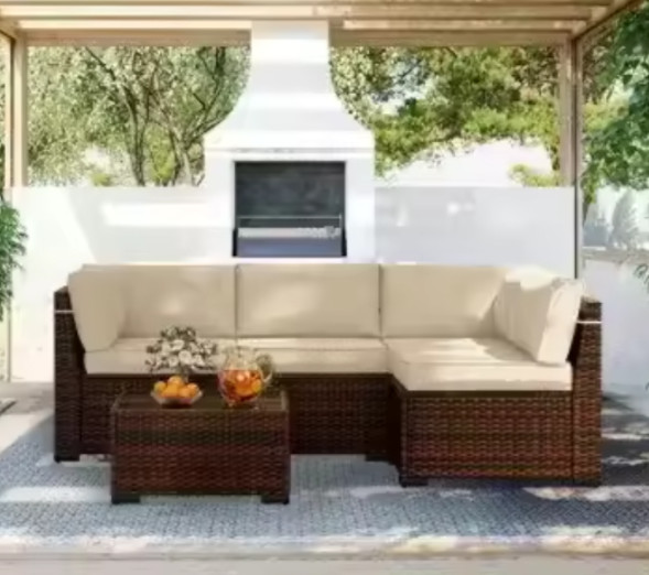 Outdoor Wicker Rattan Sofa Set Rattan Chair Sectional Cushion Lawn Garden Furniture