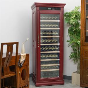 Sophisticated Design Lockable Red Solid Wood Wine Cooler Cabinet