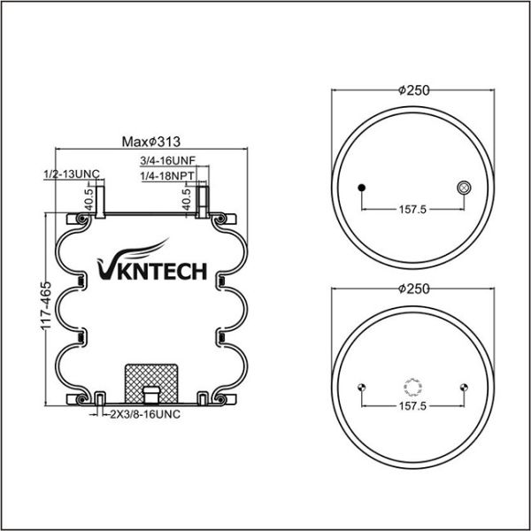 Triple Convoluted Air Spring/Air Suspension 3B12-303/