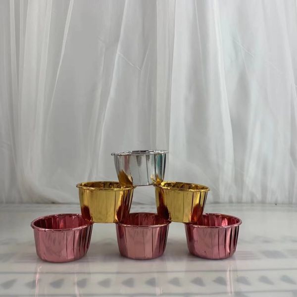 Buy Aluminum Metallic Rose Foil Paper Baking Cups Muffin Cake Mold at wholesale prices