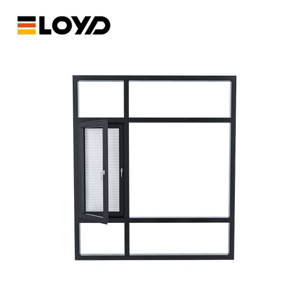 Insect Control Black Double-Layer Hollow Glass Aluminum Casement Windows