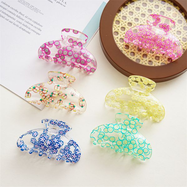 Acrylic clip transparent fruit flower series hair clip women's hairpin shark clip hair card ornaments