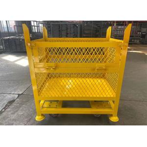 Rigid Mesh Stackable Steel Stillages Warehouse Cage Trolley With Wheels
