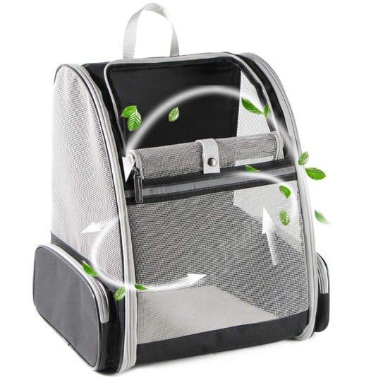 Buy Pet backpack with blinds, suitable for small cats and dogs. It features a ventilation design, a safety strap, a snap support, foldable feature, and is specifically designed for travel, hiking, at wholesale prices