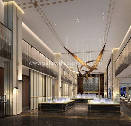 8mm Curve Printed Tempered Glass Fountains And Doors , Double Sided Printing