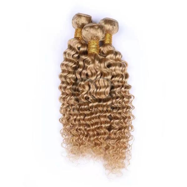 #27 Honey Blonde Deep Wave Remy Human Hair Bundles Sew In Weave Bundles Brazilian Bundle Deals