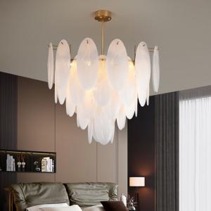Modern chandeliers for living room glass round art décor leaf chandelier(WH-MI