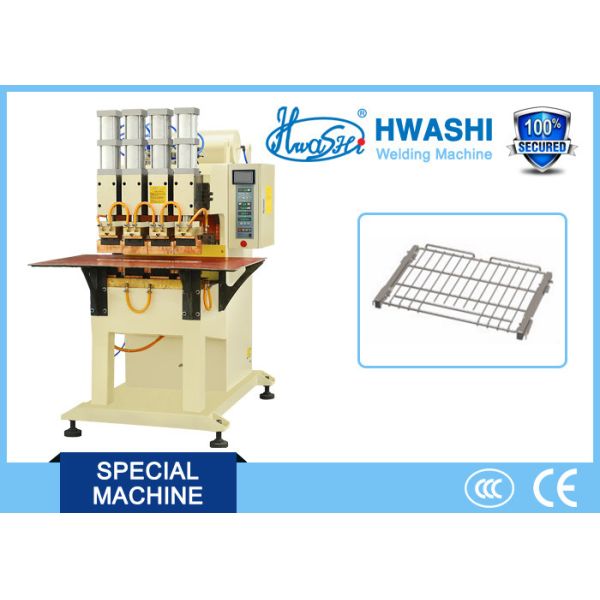 Four Head Pneumatic Wire Welding Machine , Wire Shelf Manual Spot Welding
