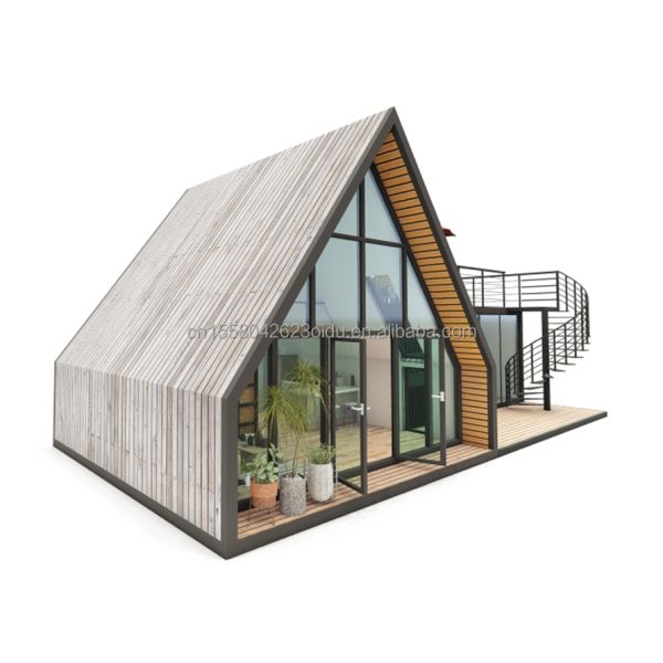 Small Wooden Houses Cabin/Tiny Triangle Shape Steel Structure A-Frame House Kit Chinese Design Style for Hotels and Living