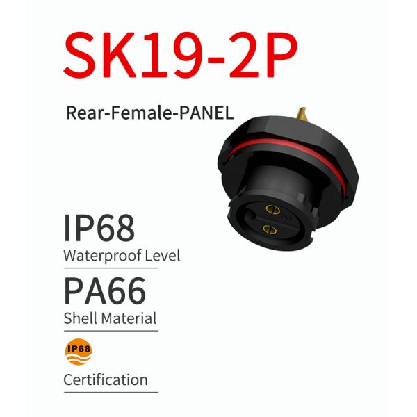 2 Pin Multi Core M19 Waterproof Panel Mount Connector