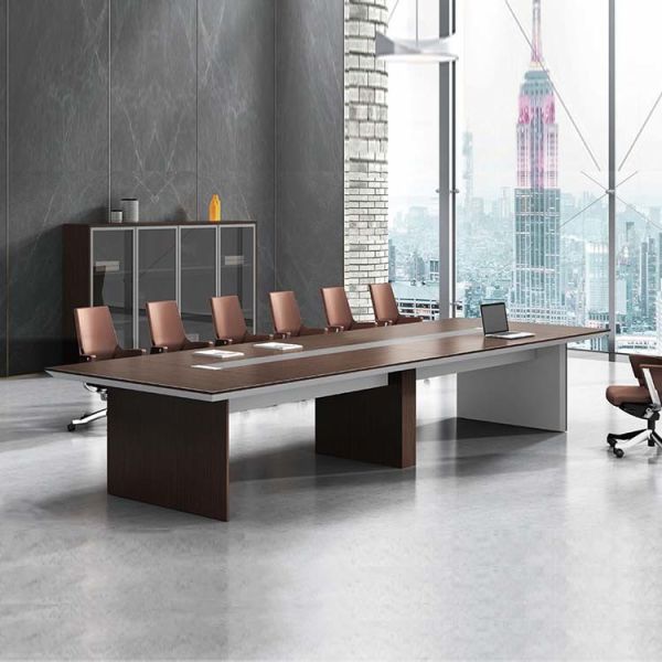 8 Seater Office Meeting Room Table Dark Grey OEM For Business Premises