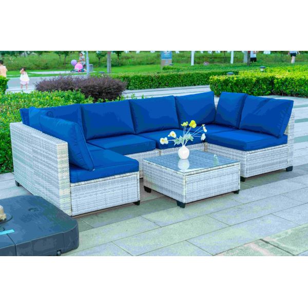 Outdoor furniture rattan living room sofa woven balcony combination rattan chair booth leisure bar home