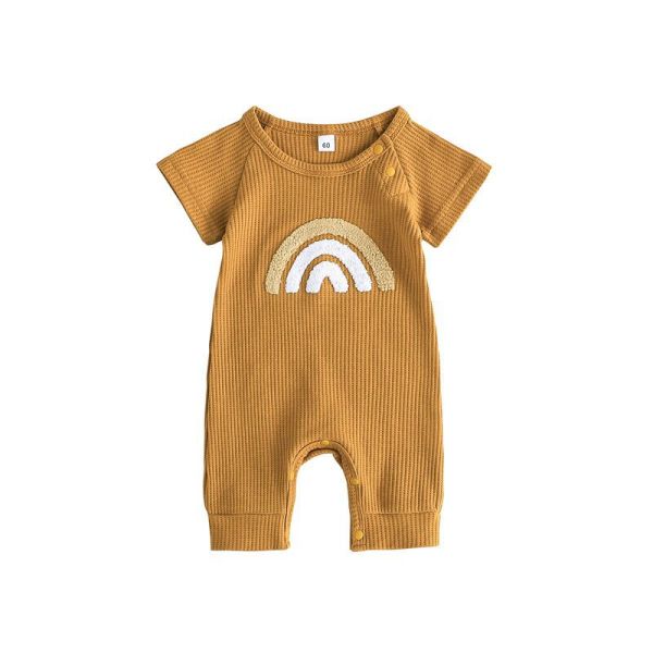 0-24 Months Baby Boys Girls Clothes Jumpsuit Infant Short Sleeve Baby Cotton Clothing Rompers Rainbow Embroidered Jumpsu