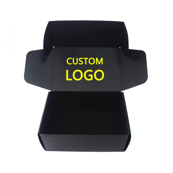 Customized Die Cut Eco Friendly Black Mailer Box for Clothing / Gift / Shoes Packaging