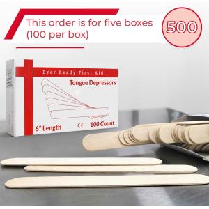 First Aid Wood 6" Tongue Depressors, Medical, All Purpose, Crafts - 500 Count