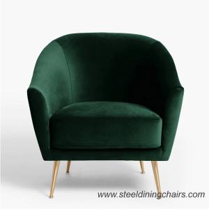 China Green Velvet Upholstered Leisure Stainless Steel Leg 1 Seater Sofa on sale