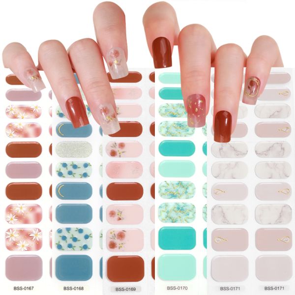 Eco-friendly Nail Wrap Supplies Self-adhesive Korean Gel Polish Strips for Custom Logo