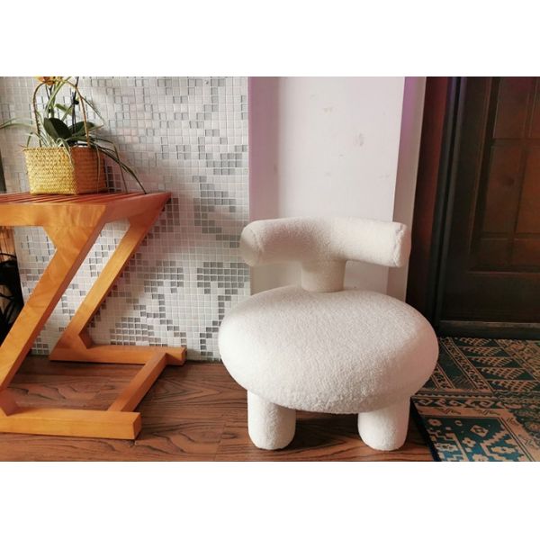 Buy Living Room Modern Fabric Dining Chairs Cashmere Lamb Wool at wholesale prices