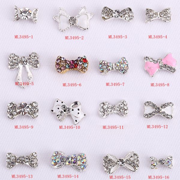 Hot NEW Wholesale nail art Jewelry 3D Bows Alloy Nail Art Jewelry Number ML3495-01-16