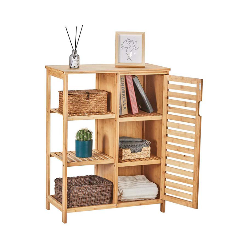 Solid Bamboo Kitchen Storage Cabinet Shelf For Bathroom Storage