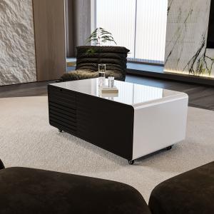 Wireless Charging Modern Smart Coffee Table with Refrigerator and Tempered Glass