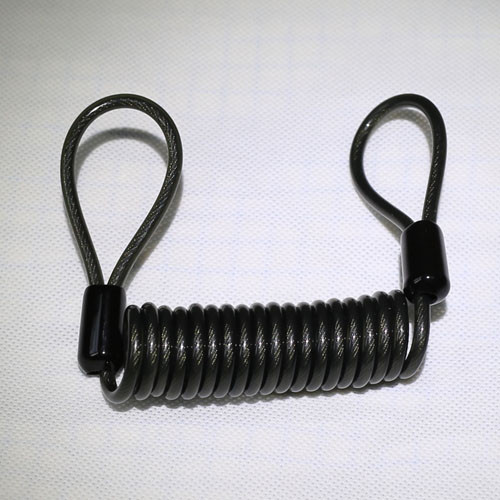 Big stainless steel cord dia inside tranparent black PU coiled tool tether
