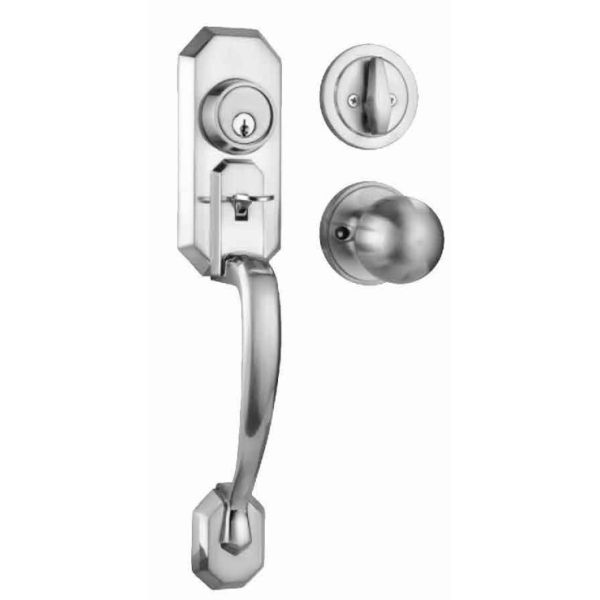 Buy 70mm Backset Entrance Handle Lock with 5 - pin Brass Cylinder and Double Handle Function at wholesale prices