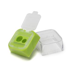 Portable Manual Square Pencil Sharpener Transparent Lid