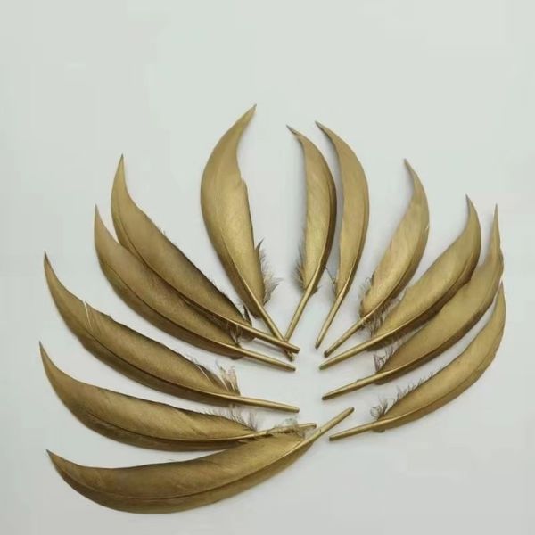 20-25 Cm Gold Dyed Turkey Feathers Quill Perfect For Festival Decoration