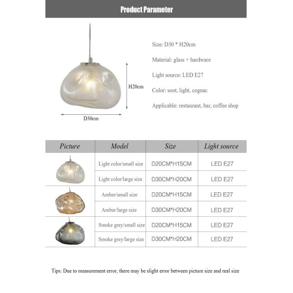 Design Smoky Grey Glass Pendant Light Art Restaurant Living Room 73 Random Pendant Light(WH-GP-150)
