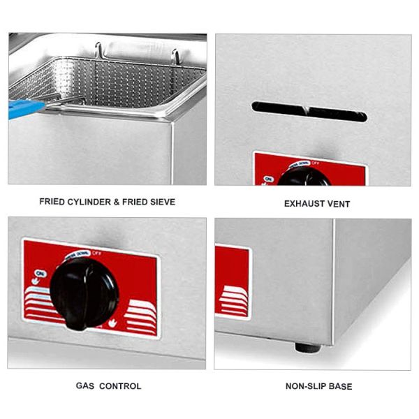 Commercial Gas Powered Deep Fryer for French Fries and Fry Chicken
