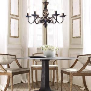 Black Wronght Iron Chandelier Living room Farmhouse Kitchen Frech Country