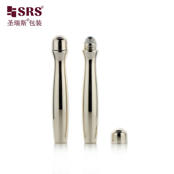 SRS8447-15ML Empty Custom Color Plastic Roller Steel Ball For Eye Gel Radian Shape Unique Design PETG Material Applicator