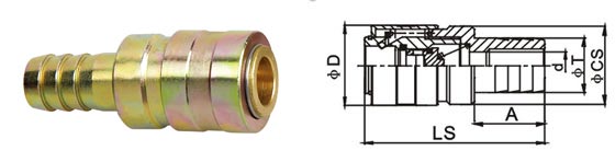 Steel Valve Locking Type Quick Release Pneumatic Connector LSQ-HX In Brass / Steel