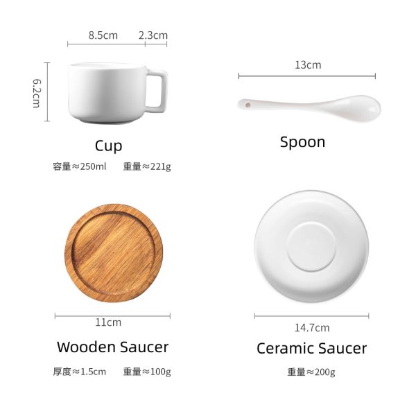 Sustainable Ceramic Coffee Mug Set For Afternoon Tea And Cappuccino In Matt White