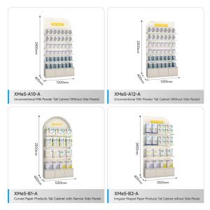 Maternity Store Display Furniture Cream Colored Wooden Cabinet with Iron Square