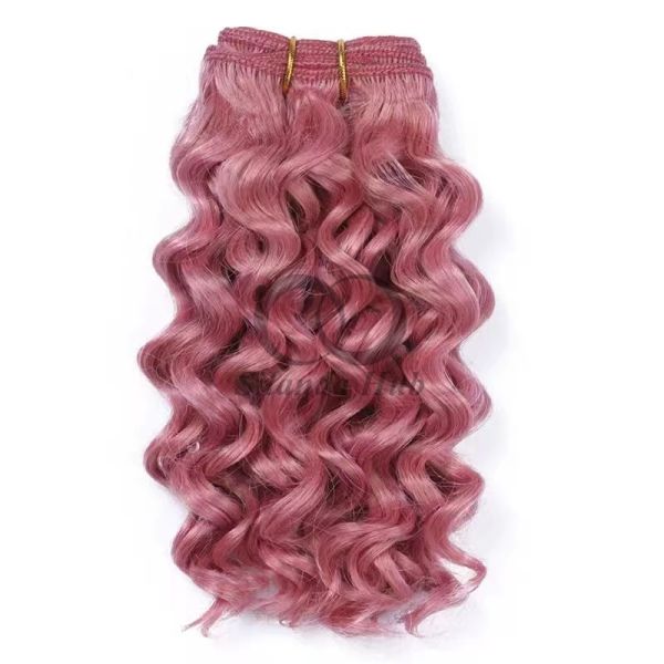 Pink Deep Curly Remy Human Hair Bundles Sew In Weave Bundles Brazilian Bundle Deals