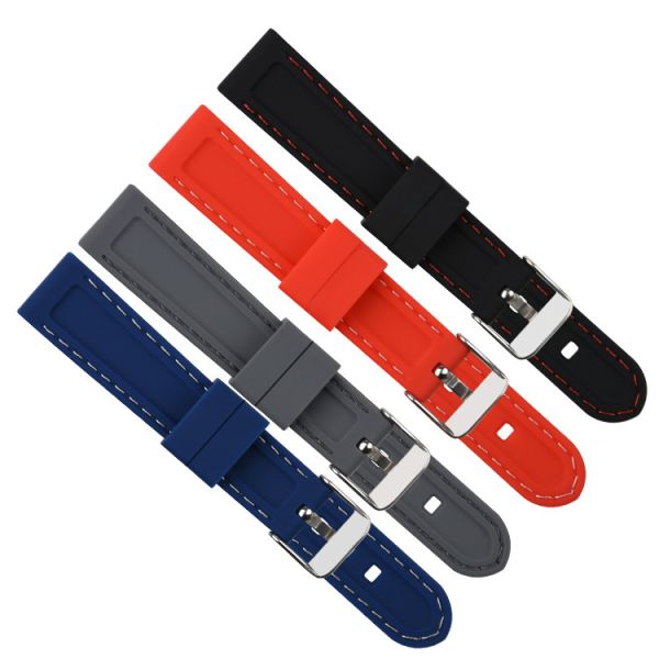30mm Classic Stitch Mens Rubber Watch Bands 22mm Silicone Watch Band Quick Release