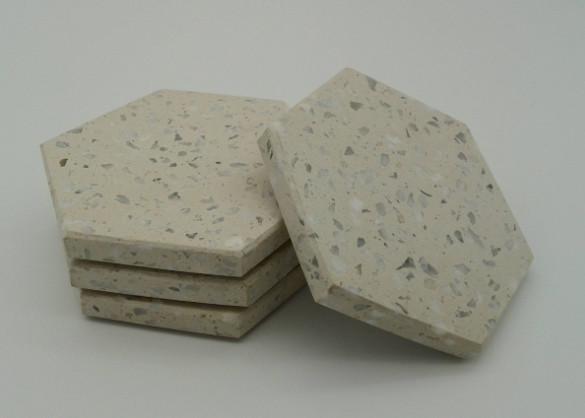 Buy Hexagonal Terrazzo Coasters Set Diameter 11cm Backside With Rubber Pads at wholesale prices