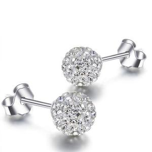 China 925 Silver Fashion Crystal Ball Stud Earrings(EEBALL01) on sale
