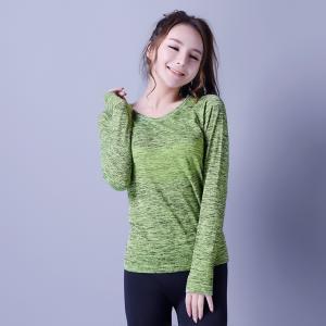 Quality Casual sportswear, seamless sports shirt, green &amp; black, knitwear, Long sleeve, XLLS009, woman T-shirts, for sale